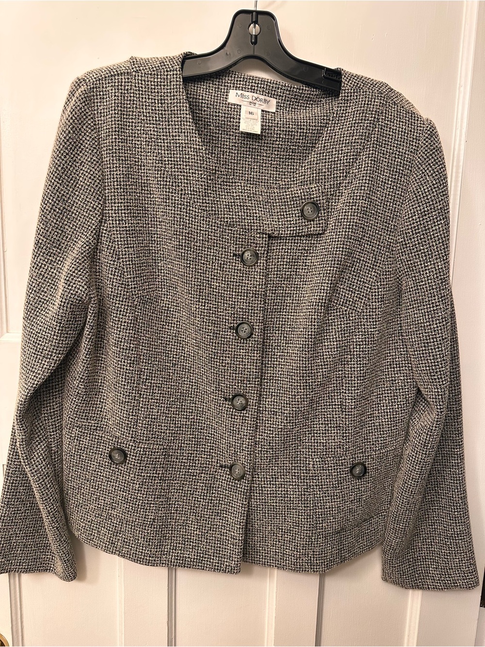 ⭐️ Miss Dorby Sz 16 Gray Tweed look Button-Front Blazer